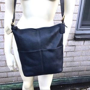 Coach Navy Leather Rivington Bucket Bag